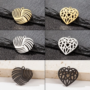Heart Shaped Hollow Out Pendant Stainless Steel Geometric Origami Style Jewelry DIY Accessory Fashion Minimalist