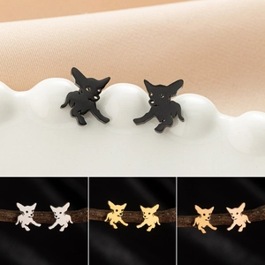 Boucles D'oreilles Chihuahua Chien Acier Inoxydable Minimaliste Silhouette Animale Bijoux Pour Femmes Filles Cadeau