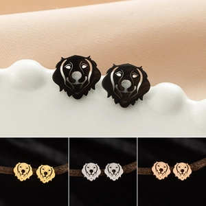 Labrador Golden Retriever Dog Face Stud Earrings Stainless Steel Cute Animal Silhouette Minimalist Jewelry For Women