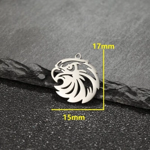 Polished stainless steel eagle head pendant 17x15mm for DIY necklace and bracelet