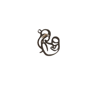 Pendentif en acier inoxydable poli avec découpe minimaliste de la mère et l'enfant