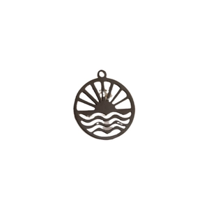 Minimalist circular hollow sun and wave metal pendant for jewelry DIY crafts