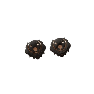Cute Labrador Golden Retriever stud earrings in matte black and gold finish