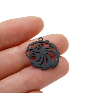 5pcs matte black stainless steel eagle pendant for DIY necklaces and jewelry making