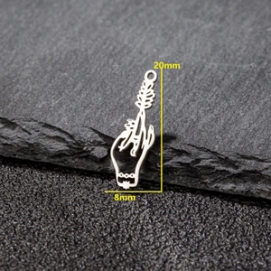 Vintage gothic hand clutching plant pendant in stainless steel, 20mm height silver charm