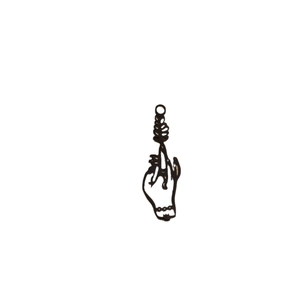 Gothic black hand holding flower pendant in stainless steel for DIY necklace making