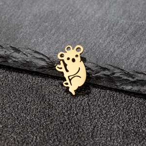 Detailed view of hollow gold-plated koala pendant made of polished stainless steel