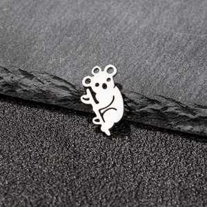 Set of 5 minimalist stainless steel koala charms with polished finish for DIY jewelry