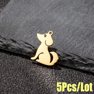 Pendentif en Forme de Chien en Acier Inoxydable Accessoire de Bijoux DIY Charme d'Animal pour Colliers Bracelets Or Argent Noir