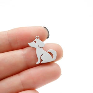 Pendentif chien vintage en acier inoxydable pour création de bijoux DIY à la main