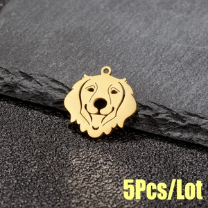 Pendentif Tête De Chien Mignon Acier Inoxydable Évidé Golden Retriever Charme Accessoires Bijoux DIY Poli Forme Animal