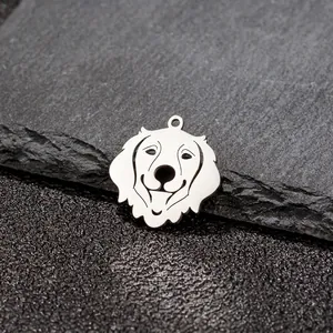 Pendentif tête de Golden Retriever en acier inoxydable poli pour bijoux DIY