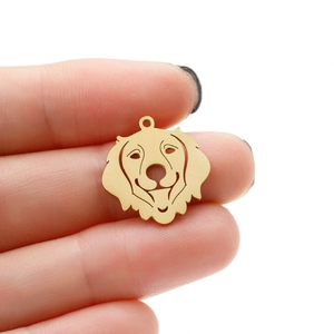 Pendentif en acier inoxydable doré avec silhouette découpée de chien Golden Retriever