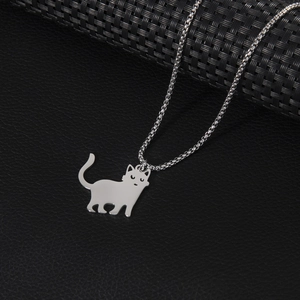 Cat Pendant Necklace Stainless Steel Minimalist Animal Silhouette Clavicle Chain Jewelry For Women Fashion Hip Hop