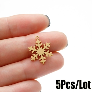 Stainless Steel Snowflake Pendant DIY Jewelry Making Minimalist Snowflake Charms For Necklace Bracelet Accessories For Women Unisex