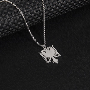 Double Headed Eagle Pendant Necklace Stainless Steel Albania Coat Of Arms Ethnic Style Jewelry For Women