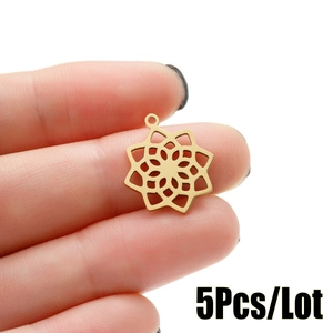 Mandala Flower Hollow Geometric Stainless Steel Pendant For DIY Jewelry Making Bohemian Style Women