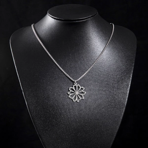 Hollow Daisy Flower Pendant Necklace Stainless Steel Long O-Chain Pastoral Style Elegant Jewelry For Women