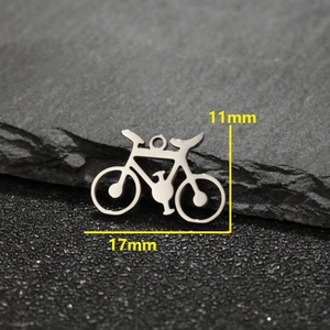 Minimalist 18k gold plated bicycle pendant for DIY jewelry making, size 17mm by 11mm