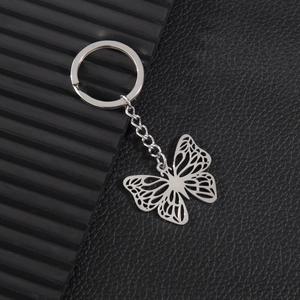 Butterfly Keychain Stainless Steel Hollow Pendant Key Ring Simple Fashion Accessory For Car Keys