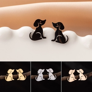 Einfache Süße Mini Hund Ohrstecker Für Damen Edelstahl Tier Haustier Welpen Silhouette Personalisierte Mode Schmuck Geschenk