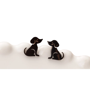 Süße Hunde-Ohrstecker aus schwarzer Emaille für Damen mit minimalistischem Tier-Design