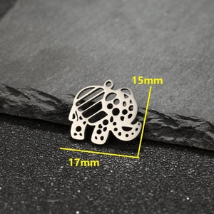 17x15mm Bohemian style hollow elephant pendant made of stainless steel for DIY jewelry