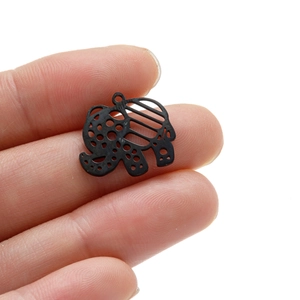 Bohemian style hollow elephant charm in black finish made of stainless steel
