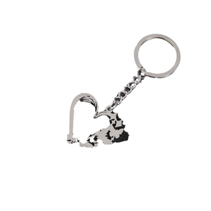 Porte-clés minimaliste en acier inoxydable argenté avec pendentif cœur creux et papillon