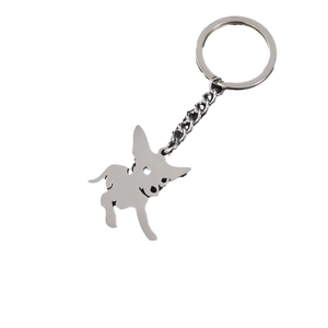 Porte-clés en acier inoxydable avec pendentif silhouette de chien Chihuahua mignon