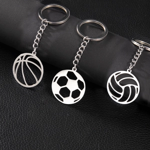 Porte-Clés Ballon De Sport Acier Inoxydable Ajouré Football Basketball Volleyball Pendentif Anneau De Clé Sac Pour Fans