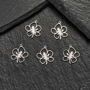5pcs set of hollow floral plant charms in stainless steel for DIY jewelry making