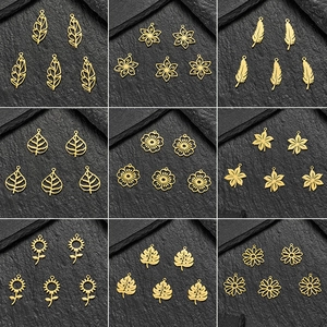 18K Gold Plated Stainless Steel Flower Leaf Sunflower Charms Pendants For DIY Jewelry Making Necklaces Earrings Accessories