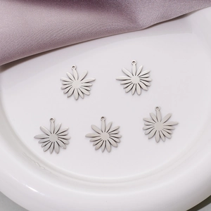 Lot de 5 pendentifs marguerite en acier inoxydable pour création de bijoux DIY