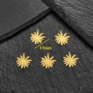 Lot de 5 pendentifs marguerites en acier doré de 17mm pour bijoux DIY
