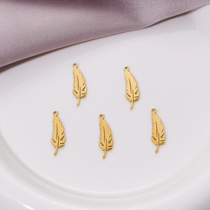 Stainless Steel Mini Feather Pendant Charm Leaf Design For DIY Necklace Bracelet Jewelry Making Accessories Gold Silver Plated Findings