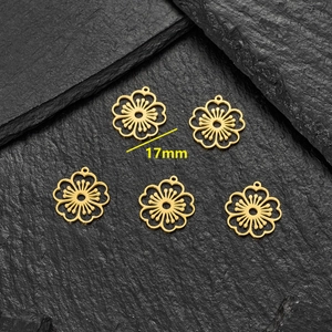 5er-Set 17mm goldene hohle Blumenanhänger aus Edelstahl für die Schmuckherstellung