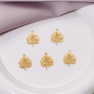 Pendentifs En Acier Inoxydable Feuille De Monstera Évidée DIY Bijoux Charmes Pour Collier Boucles D'oreilles Accessoires De Mode