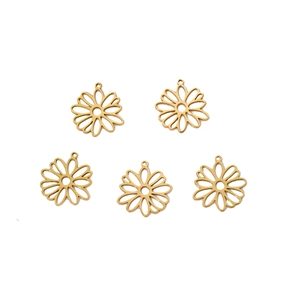 Lot de 5 pendentifs marguerites en acier inoxydable plaqué or 18K pour bijoux DIY
