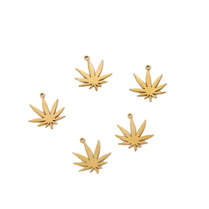 Set of five gold stainless steel maple leaf pendants for DIY jewelry making and crafts