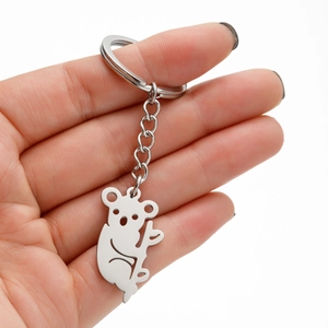 Koala Schlüsselanhänger Edelstahl Süßes Tier Hohl Anhänger Schlüsselring Für Rucksack Handtasche Zubehör Mode Schmuck Geschenk
