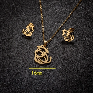 Close-up of golden stainless steel hollow animal pendant with 16mm width measurement