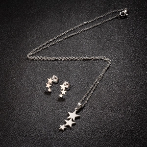 Geometric stainless steel star jewelry set including necklace and stud earrings