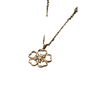 18K gold plated stainless steel necklace with hollow cherry blossom heart petal pendant