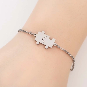 Bracelet Pendentif Pièce De Puzzle Acier Inoxydable Réglable Mode Minimaliste Bijoux Pour Femmes