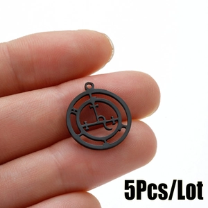 Lot de 5 breloques Sceau de Lilith en acier inoxydable noir pour bijoux DIY