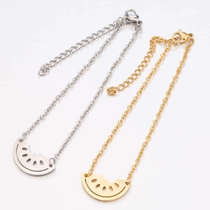Minimalist stainless steel watermelon pendant bracelets in gold and silver finishes