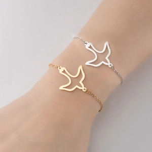 Minimalist Hollow Bird Pigeon Pendant Bracelet Stainless Steel Adjustable Chain Fashion Jewelry Gift For Women