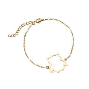 Minimalist gold stainless steel bracelet featuring a cutout owl charm with lobster clasp