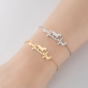 Edelstahl Herzschlag Pferd Armband Für Damen Muttertag Geschenk Mode Herz Charm Verstellbarer Schmuck